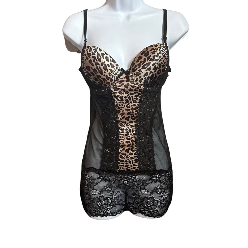 Leopard print push-up Chemise lingerie